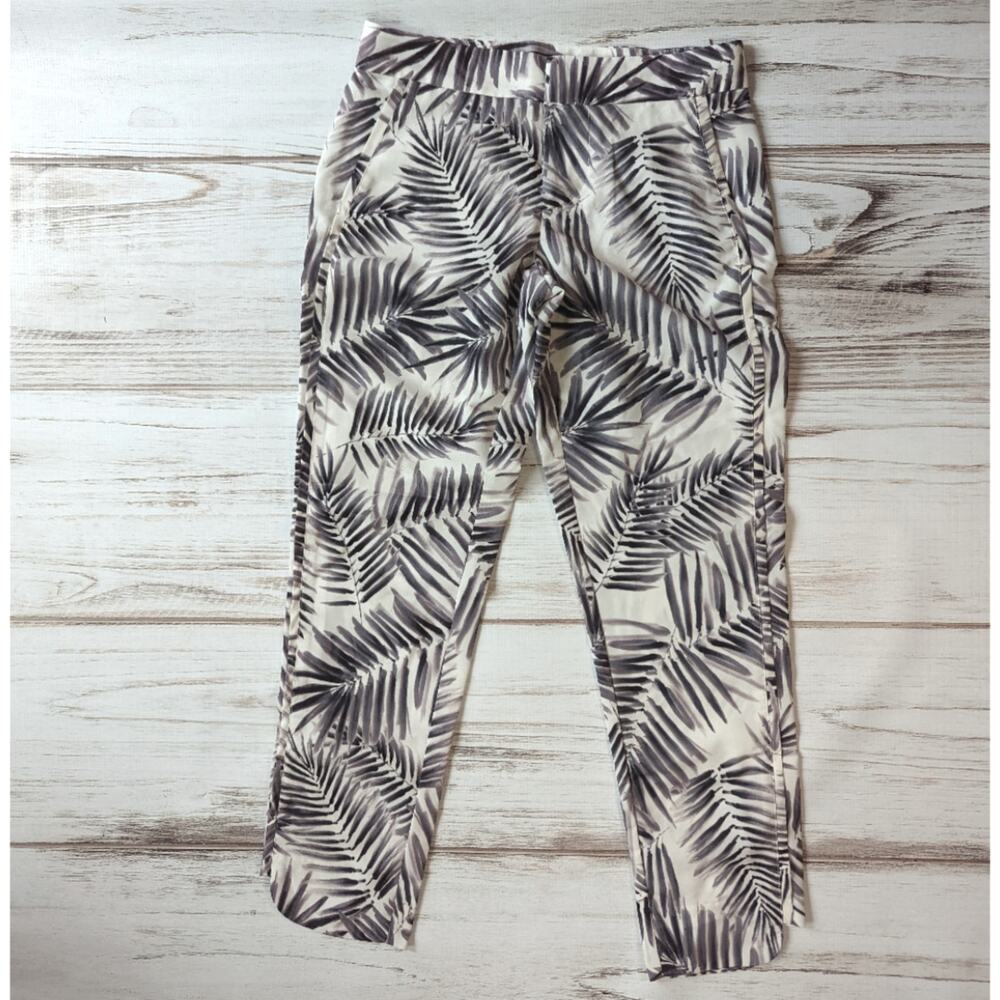 Sam Edelman Black and White Palm Print Loose Cropped Pants sz 0